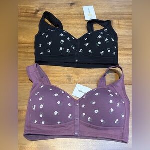 Daisy Bra Comfortable & Convenient Front Button Bra Women’s Sz M Floral Lot Of 2